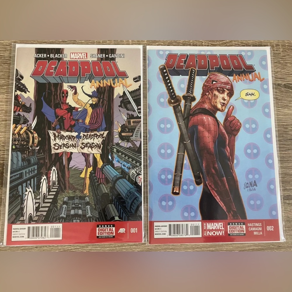 Deadpool Annual #1-2, Marvel 2014, Madcap, Spiderman-Shaner-Gandini, Camagni